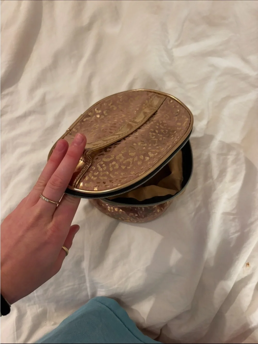 Gold Leopard Print Cosmetic Pouch